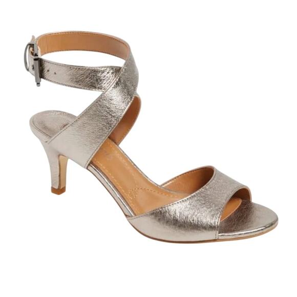 J. Renee Metallic Ankle Wrap Soncino Heels Size 10.5 W - Picture 1 of 8